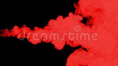 彩色红墨水溶解在水中的黑色背景，抽象背景，墨水注入流体三维渲染
